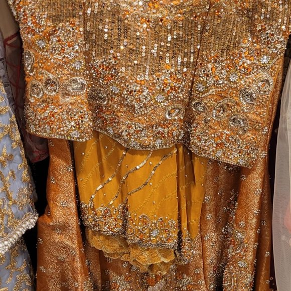 Orange silk lehnga with Bandhej dupatta - Picture 1 of 1